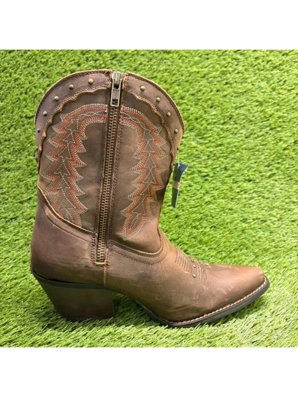 Durango Crush Womens Size 7 Brown Cowgirl Western Snip Toe Zip Up Fashion Boots